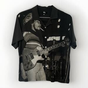 Stussy x Bob Marley Open Collar Shirt Men’s S Rayon Button Up Boxy Fit RARE VGC